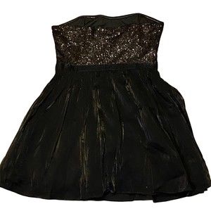 Forever 21 Strapless Black Sequin Bodice Short Party Dress Hidden Side Zip Sz L